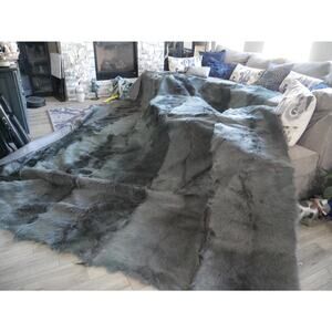 Gorgeous HUGE 10' x 13' Teal dyed Goat Fur Area Rug